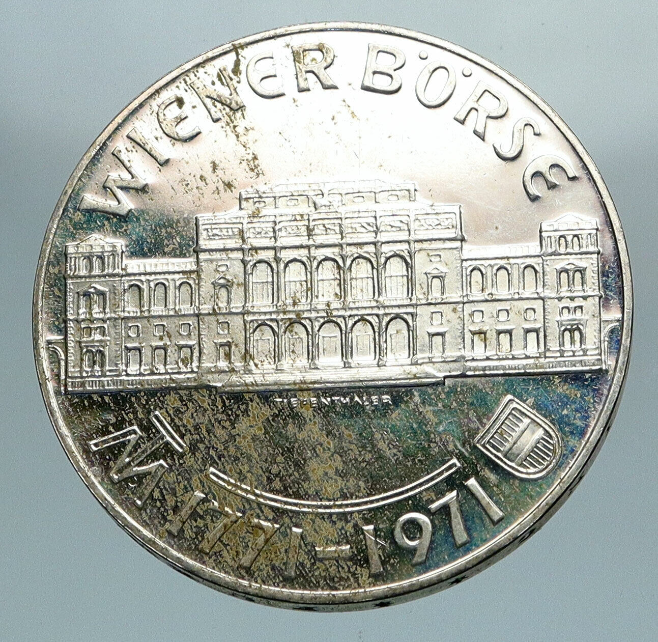 1971 AUSTRIA VIENNA WIENER BOURSE Stock Exchange Proof Silver 25Slng Coin i84174