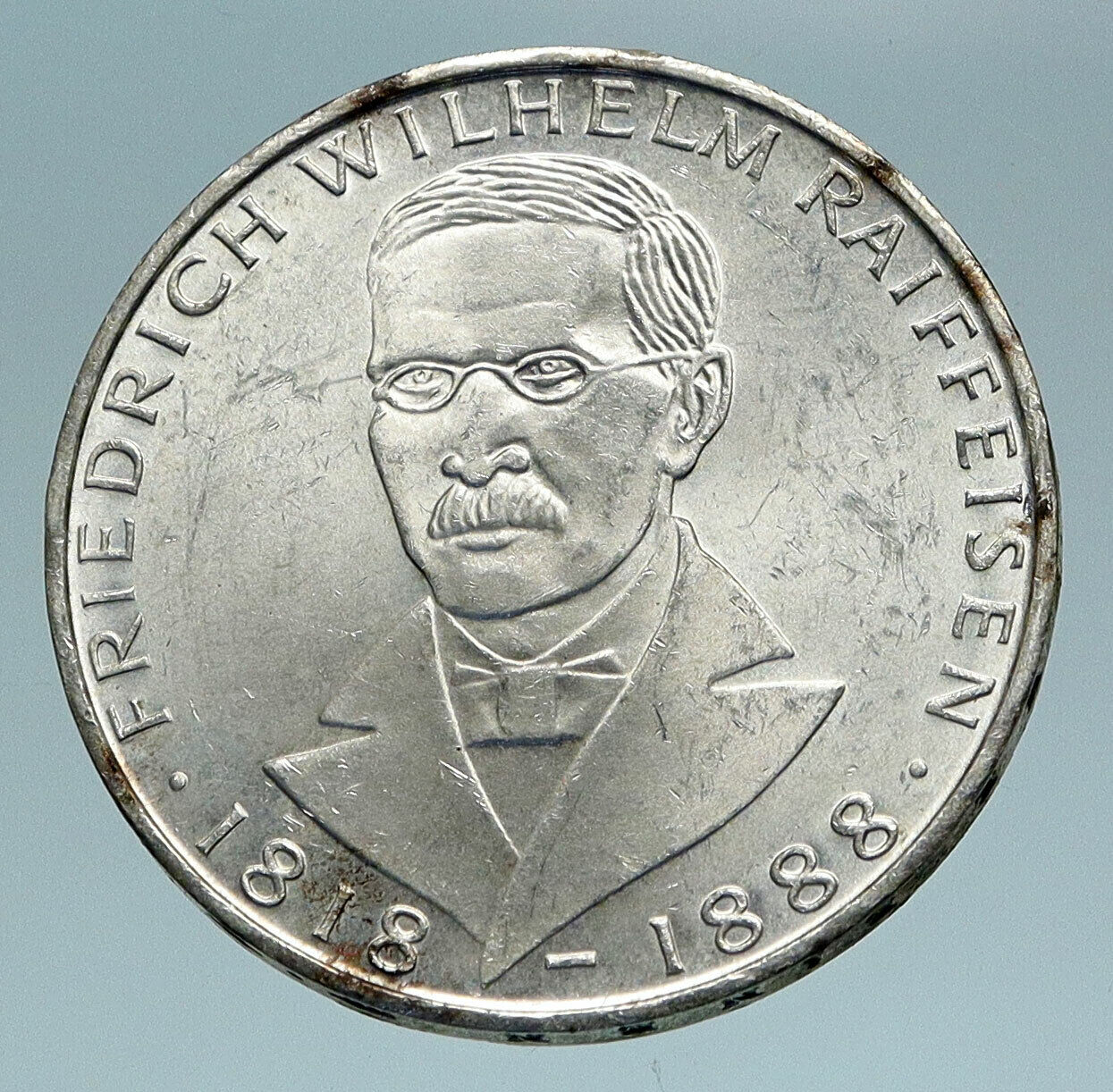 1968 GERMANY Credit Union Friedrich Wilhelm Raiffeisen Genuine 5Mark Coin i84203