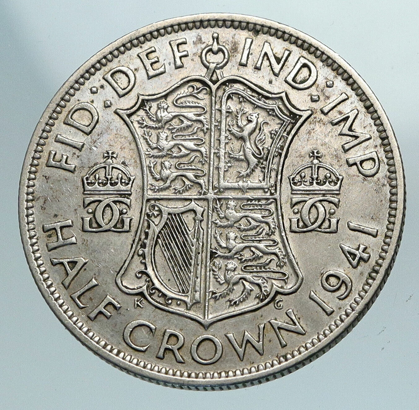 1941 Great Britain United Kingdom UK GEORGE VI Silver Half Crown Coin i84178