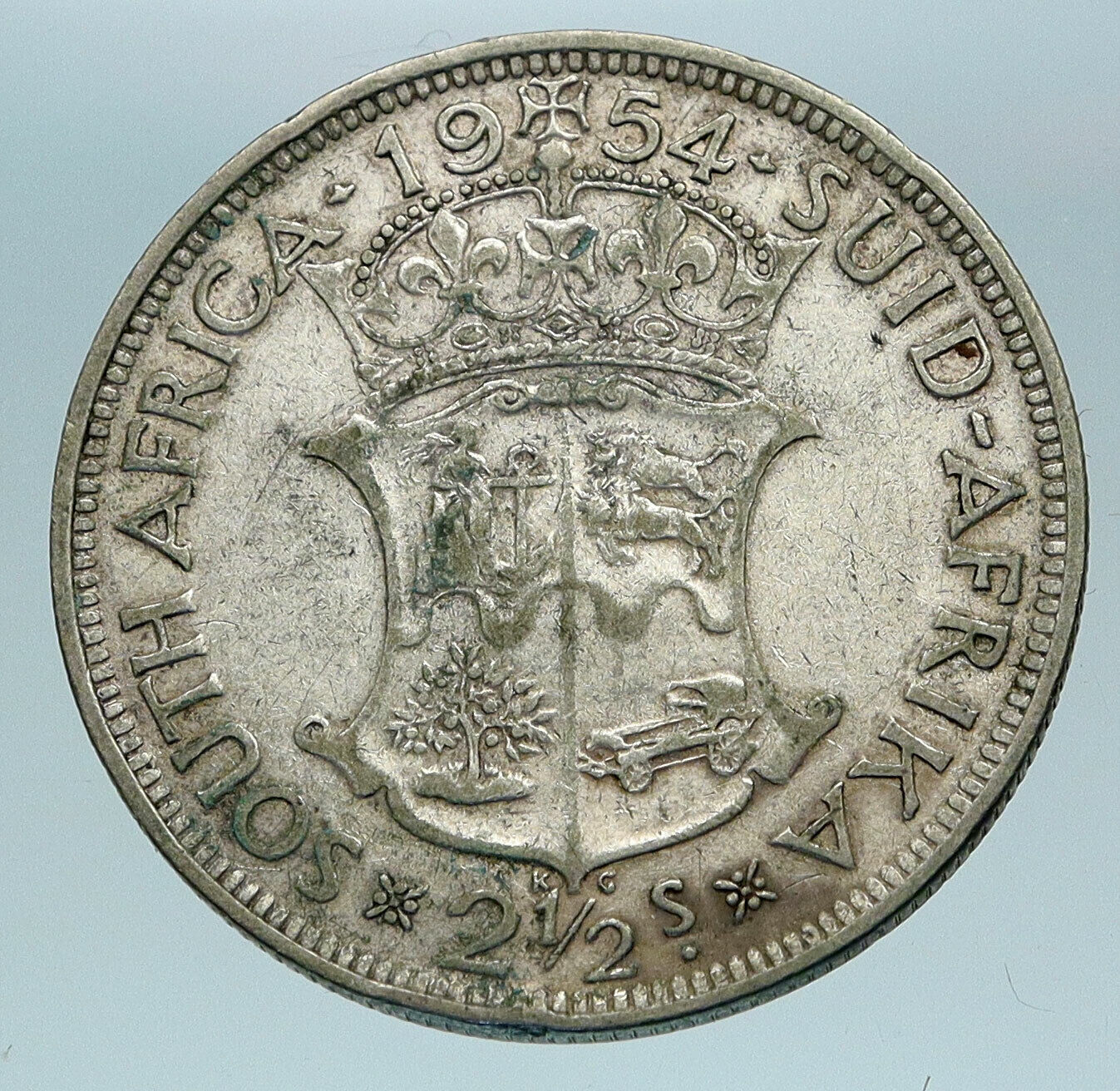 1954 SOUTH AFRICA UK Queen Elizabeth II OLD Silver 2 1/2 Shilling Coin i84188