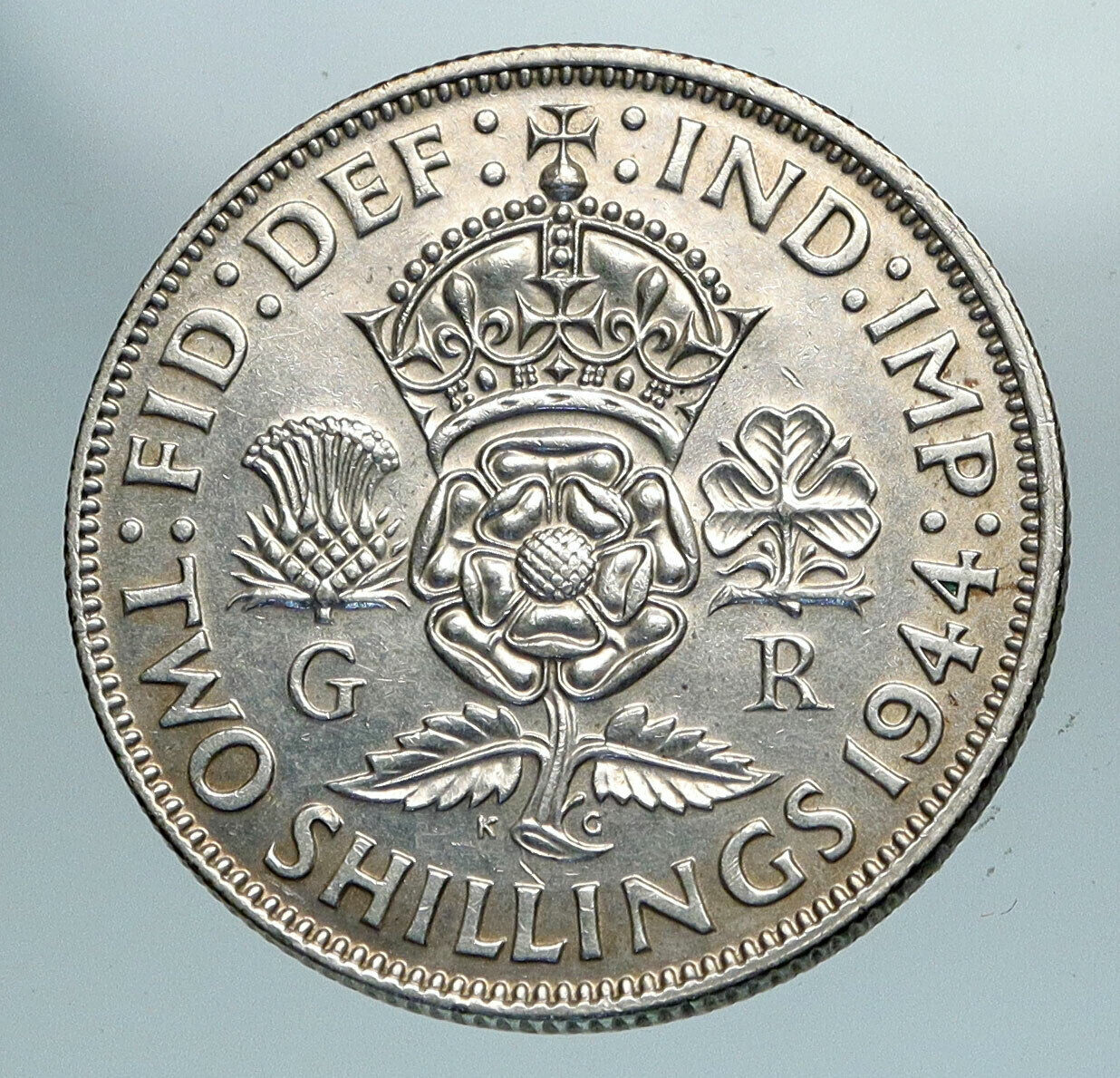 1944 United Kingdom Great Britain GEORGE VI Silver Florin 2Shillings Coin i84179