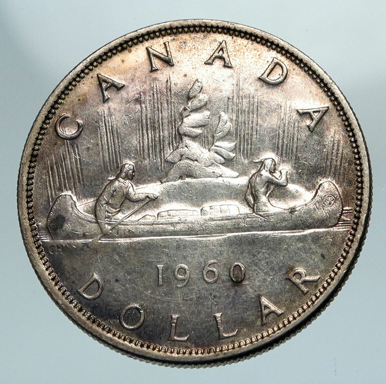 1960 CANADA w UK Queen Elizabeth II Voyagers Genuine Silver Dollar Coin i84182