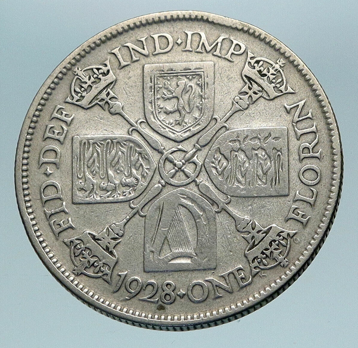 1928 United Kingdom Great Britain GEORGE V Silver Florin 2 Shillings Coin i84186