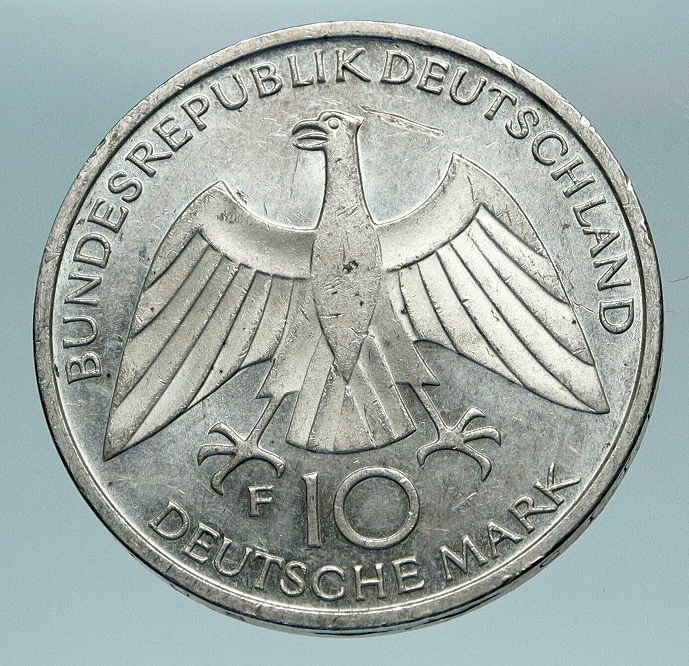 1972 GERMANY Munich Summer Olympics Games Schleife 10 Mark Silver Coin i84184