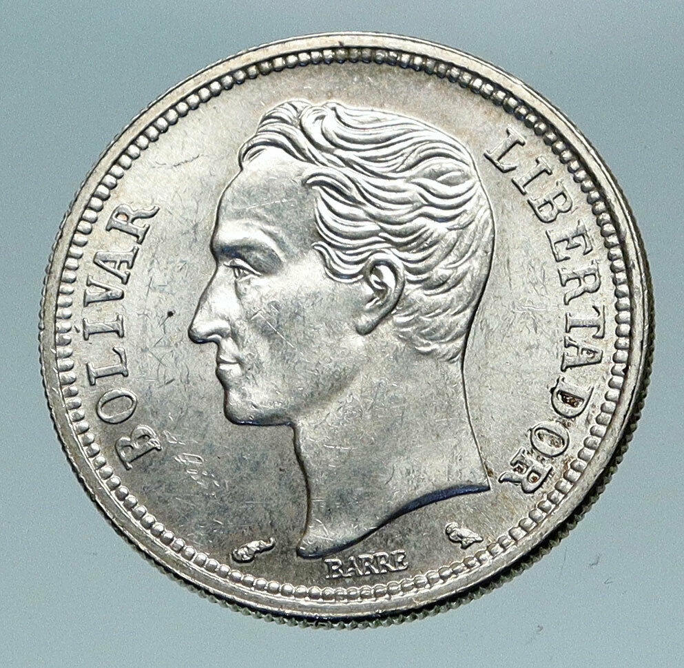 1960 Freemason President Simon Bolivar VENEZUELA Founder 1BLV Silver Coin i84206