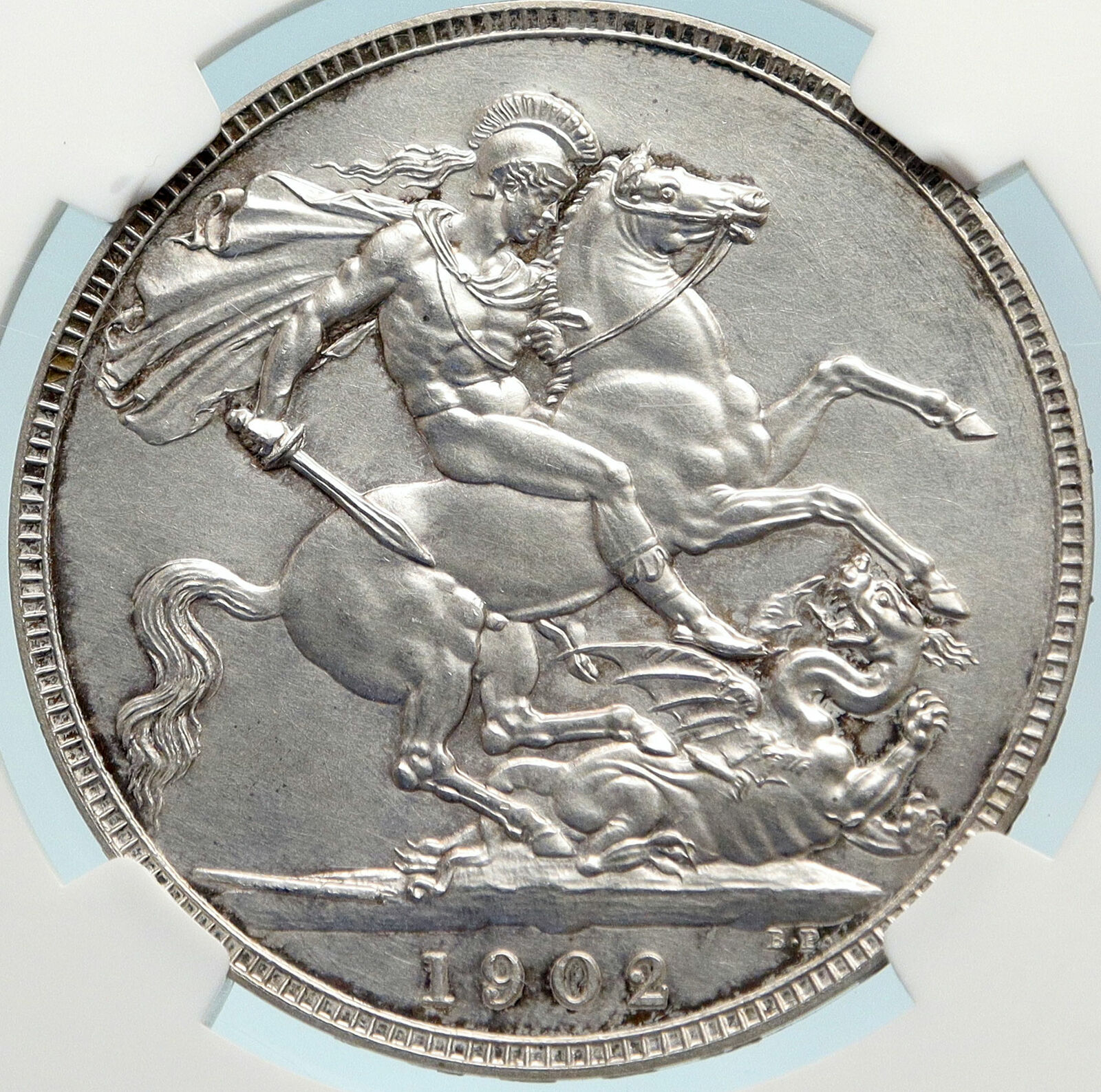 1902 Great Britain UK King EDWARD VII Silver MATTE PROOF CROWN NGC i84424