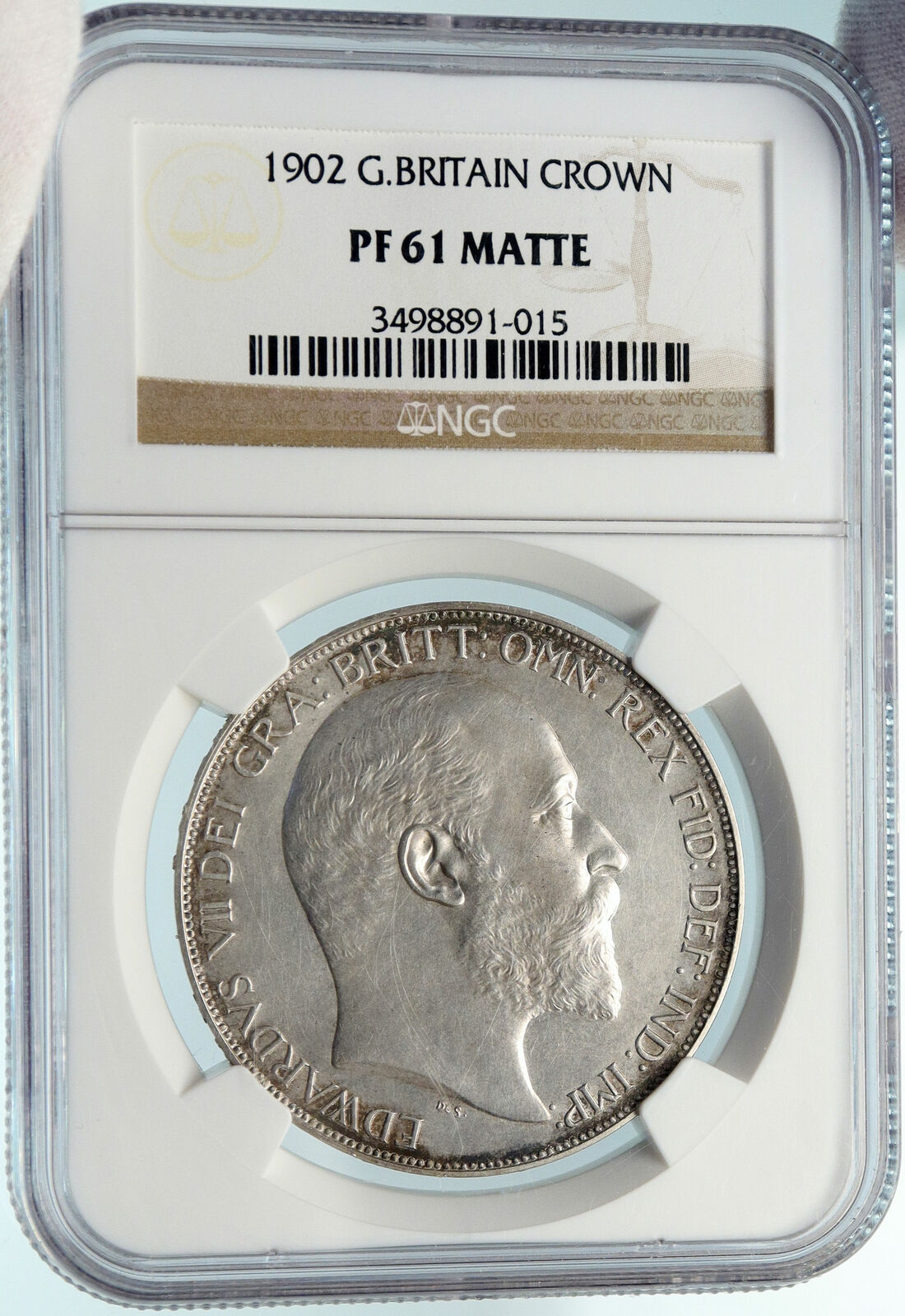 1902 Great Britain UK King EDWARD VII Silver MATTE PROOF CROWN NGC i84424