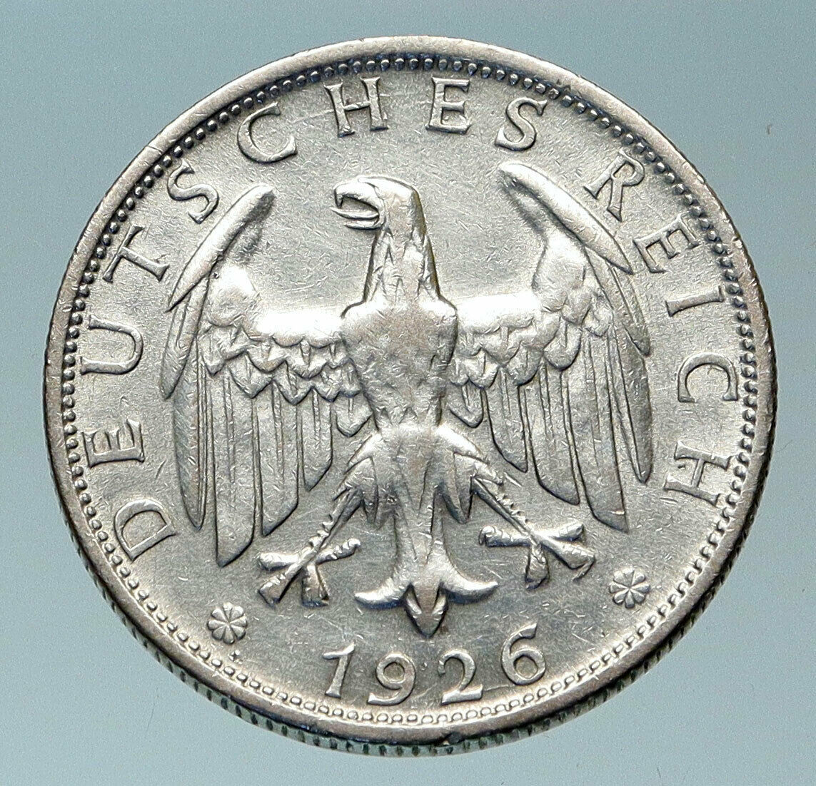 1926 D GERMANY Weimar Republic EAGLE Antique Silver 2 Mark German Coin i84382