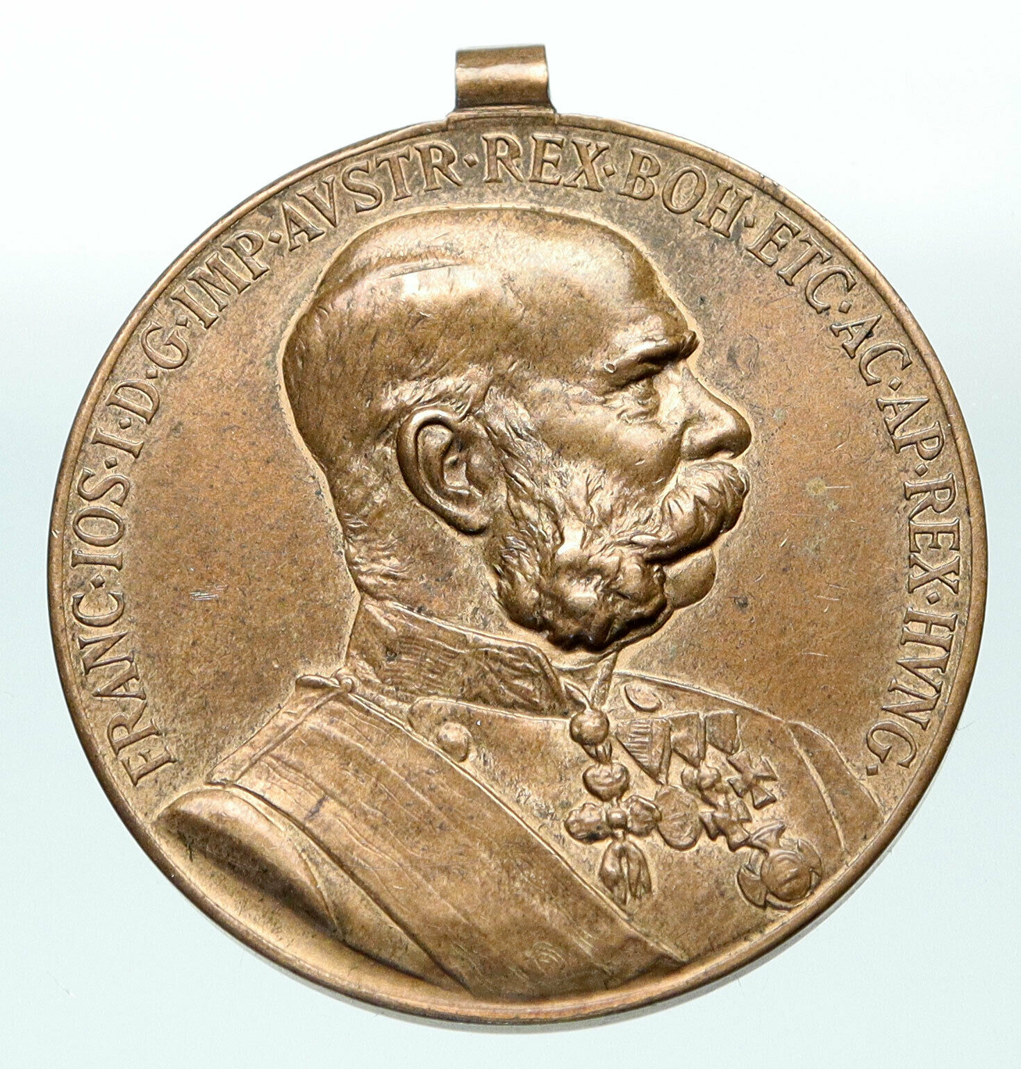 1898 AUSTRIA King FRANZ JOSEPH I w Awards Memorial Genuine Antique Medal i84396