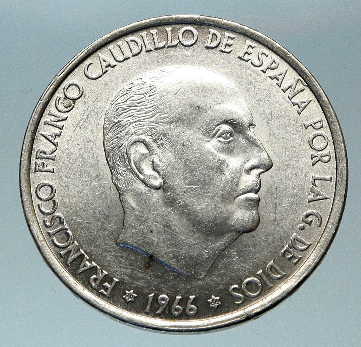 1966 SPAIN Large Franco Caudillo Genuine Silver 100 Pesetas Spanish Coin i84379