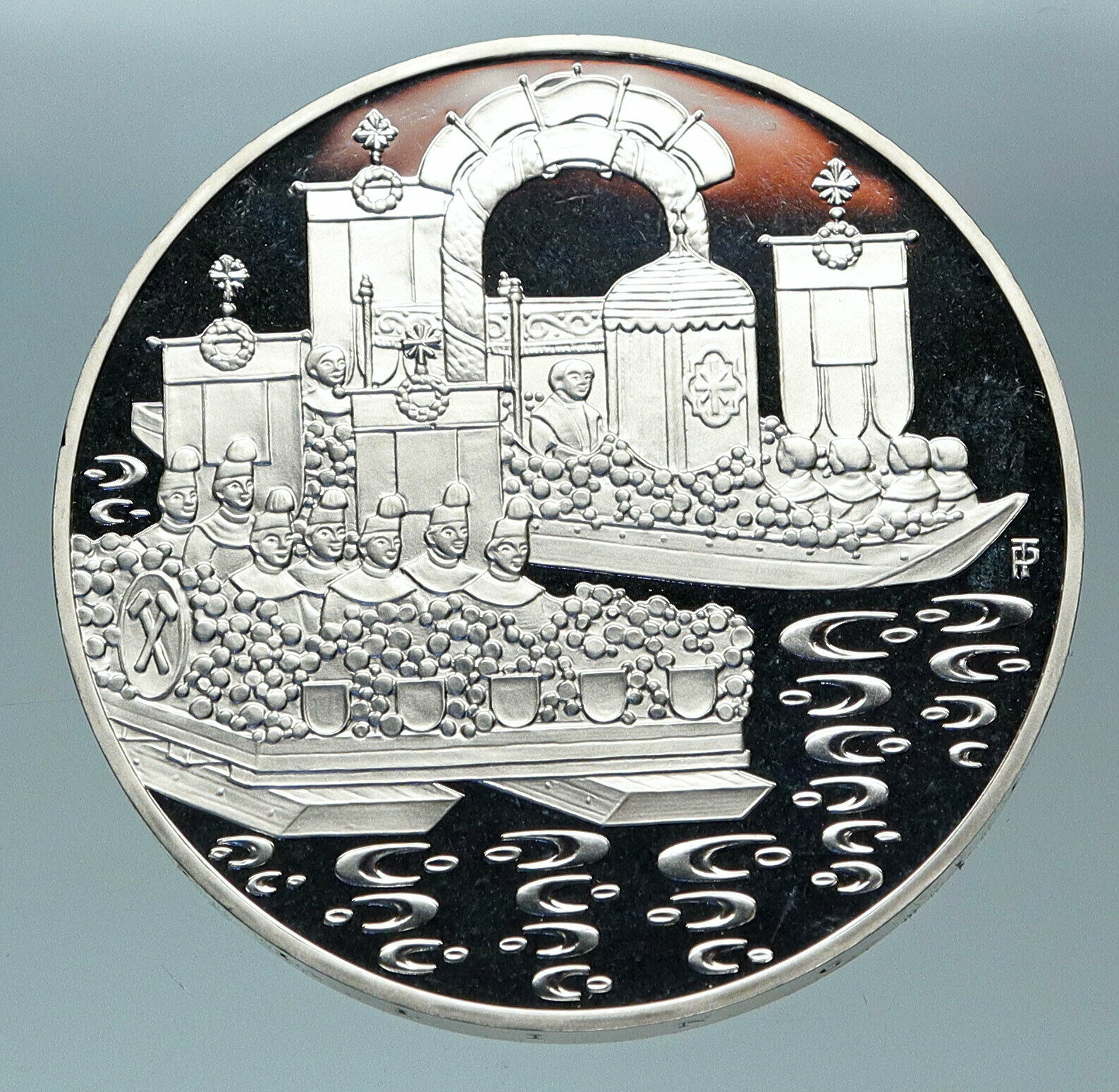 1993 AUSTRIA Hallstatt Town LAKE BOATS Proof Silver 500 Schilling Coin i84378