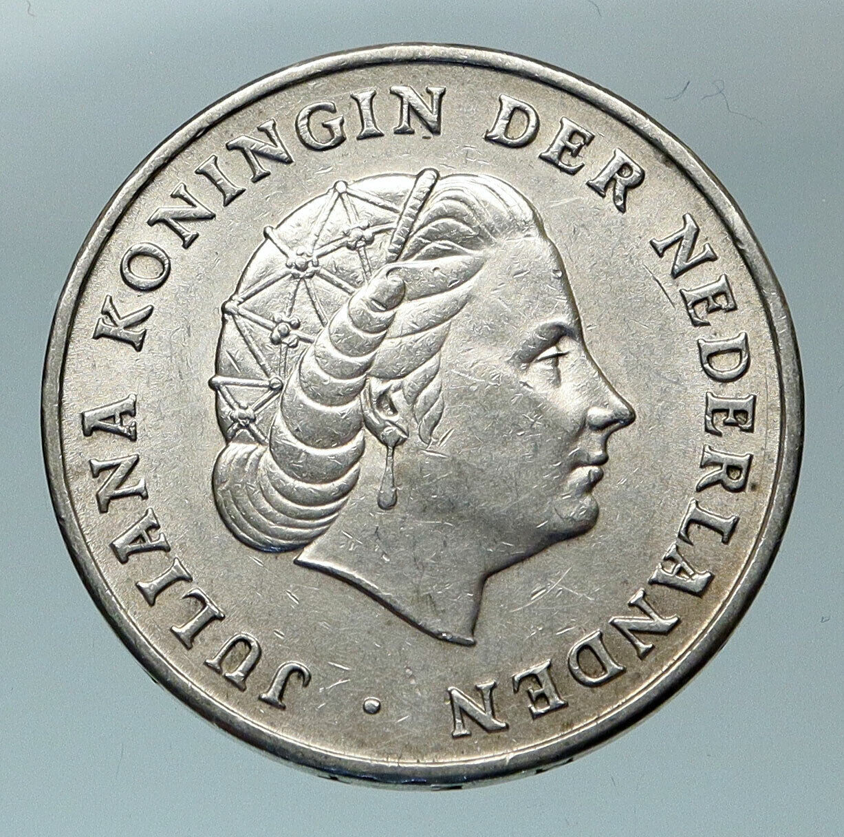 1952 NETHERLANDS ANTILLES Queen JULIANA Antique OLD SILVER Gulden Coin i84507