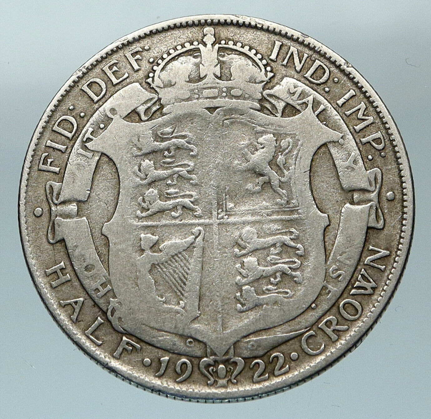 1922 Great Britain United Kingdom UK King GEORGE V Silver Half Crown Coin i84551
