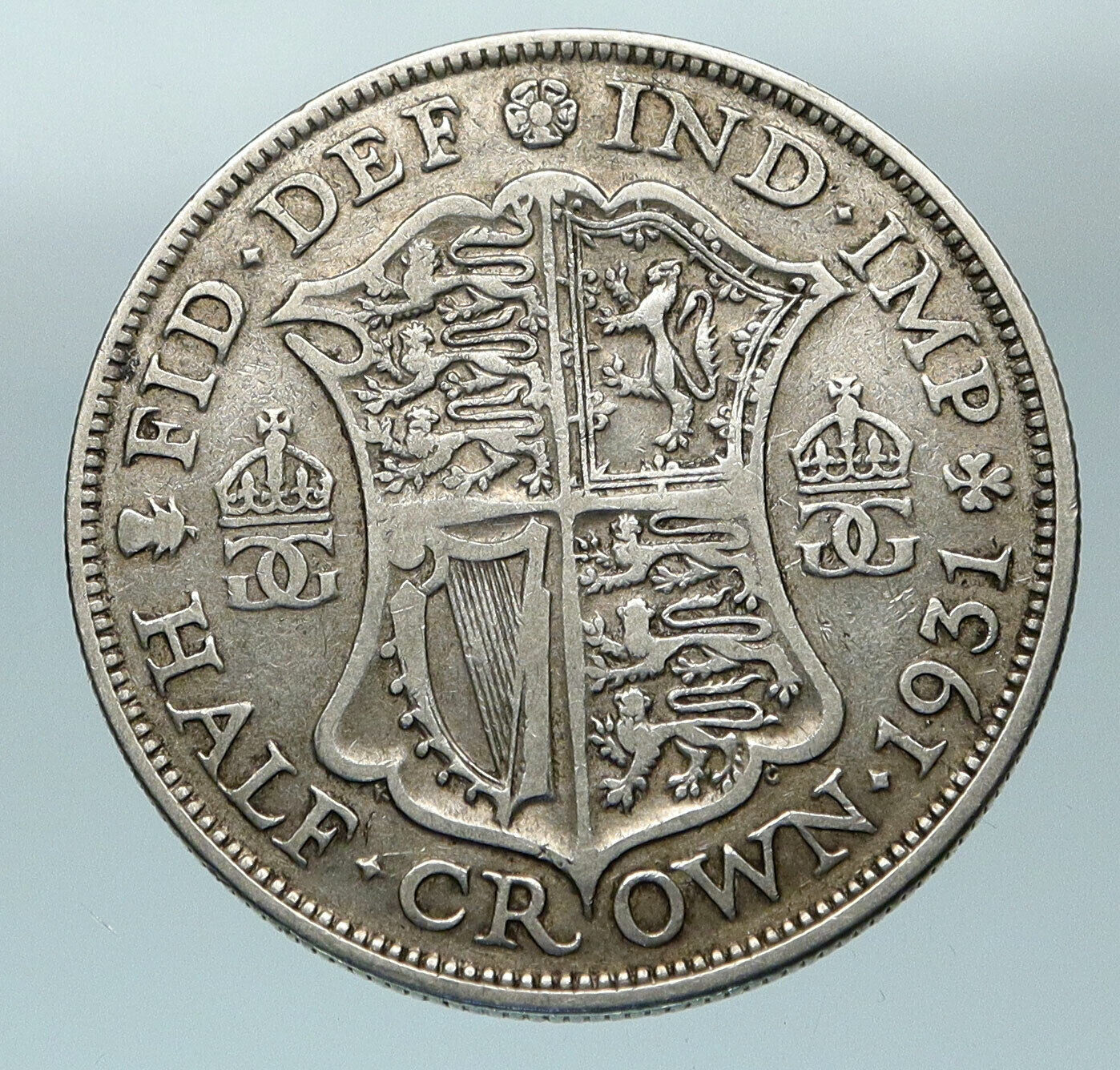 1931 Great Britain United Kingdom UK King GEORGE V Silver Half Crown Coin i84533