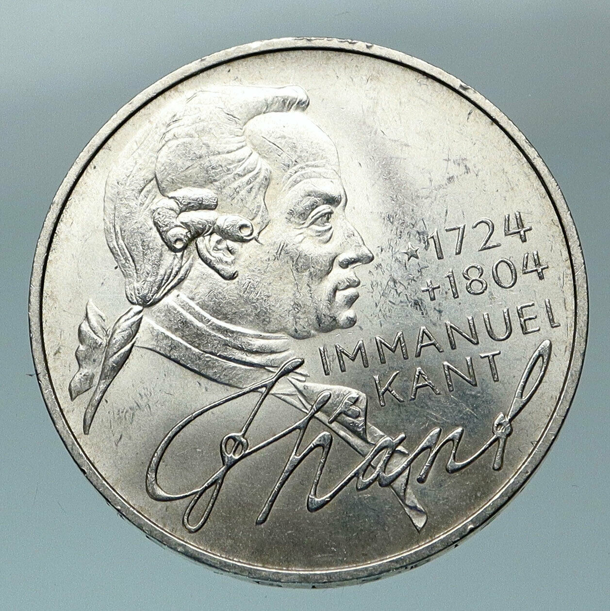 1974 GERMANY Immanuel Kant Philosopher Genuine Silver German 5 Mark Coin i84557