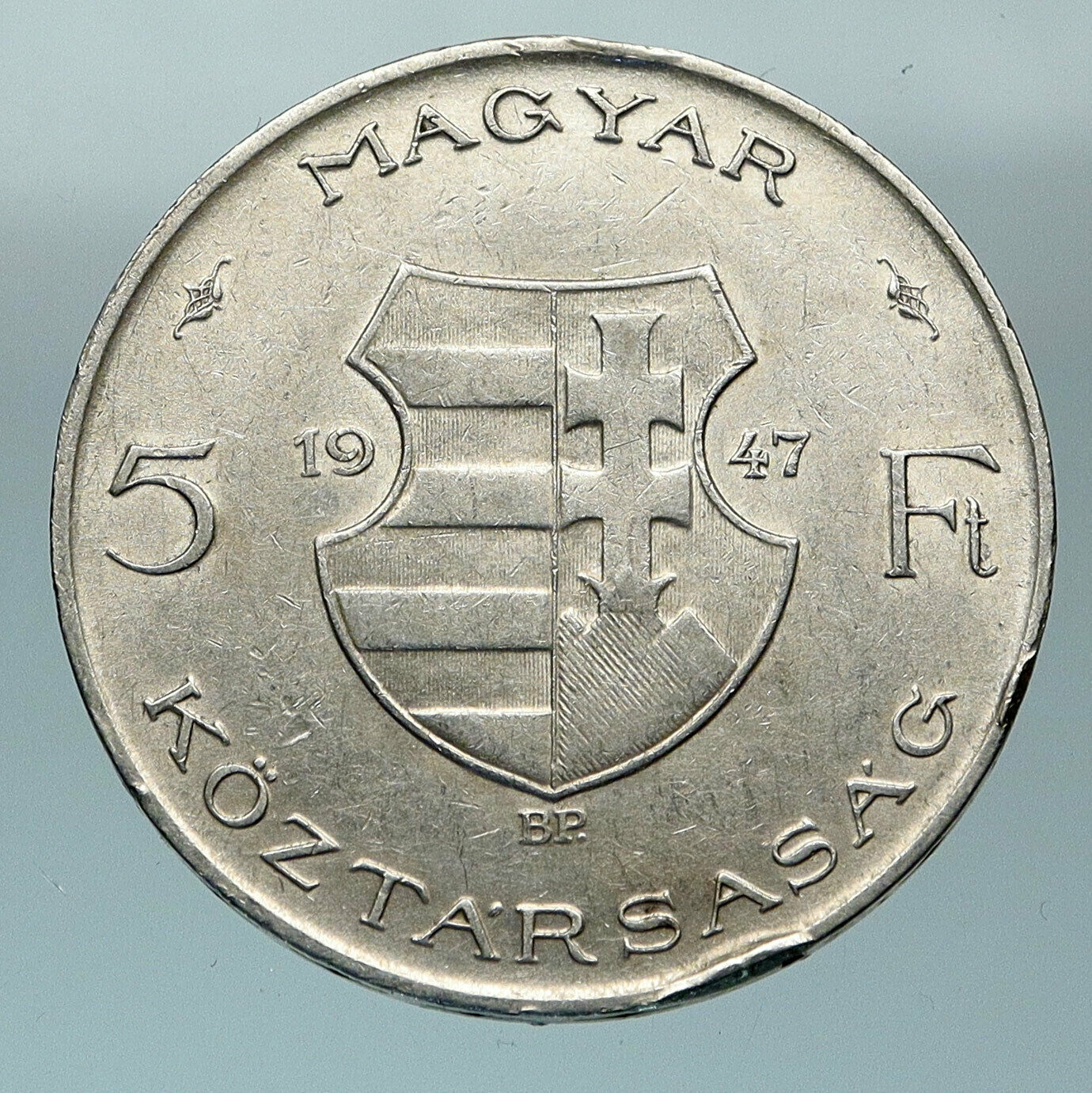 1947 HUNGARY Franz Joseph I & Lajos Kossuth Vintage Silver 5 Forint Coin i84560