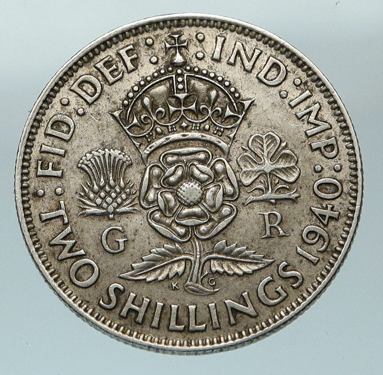 1940 Great Britain United Kingdom King George VI SILVER 2 SHILLING Coin i84565