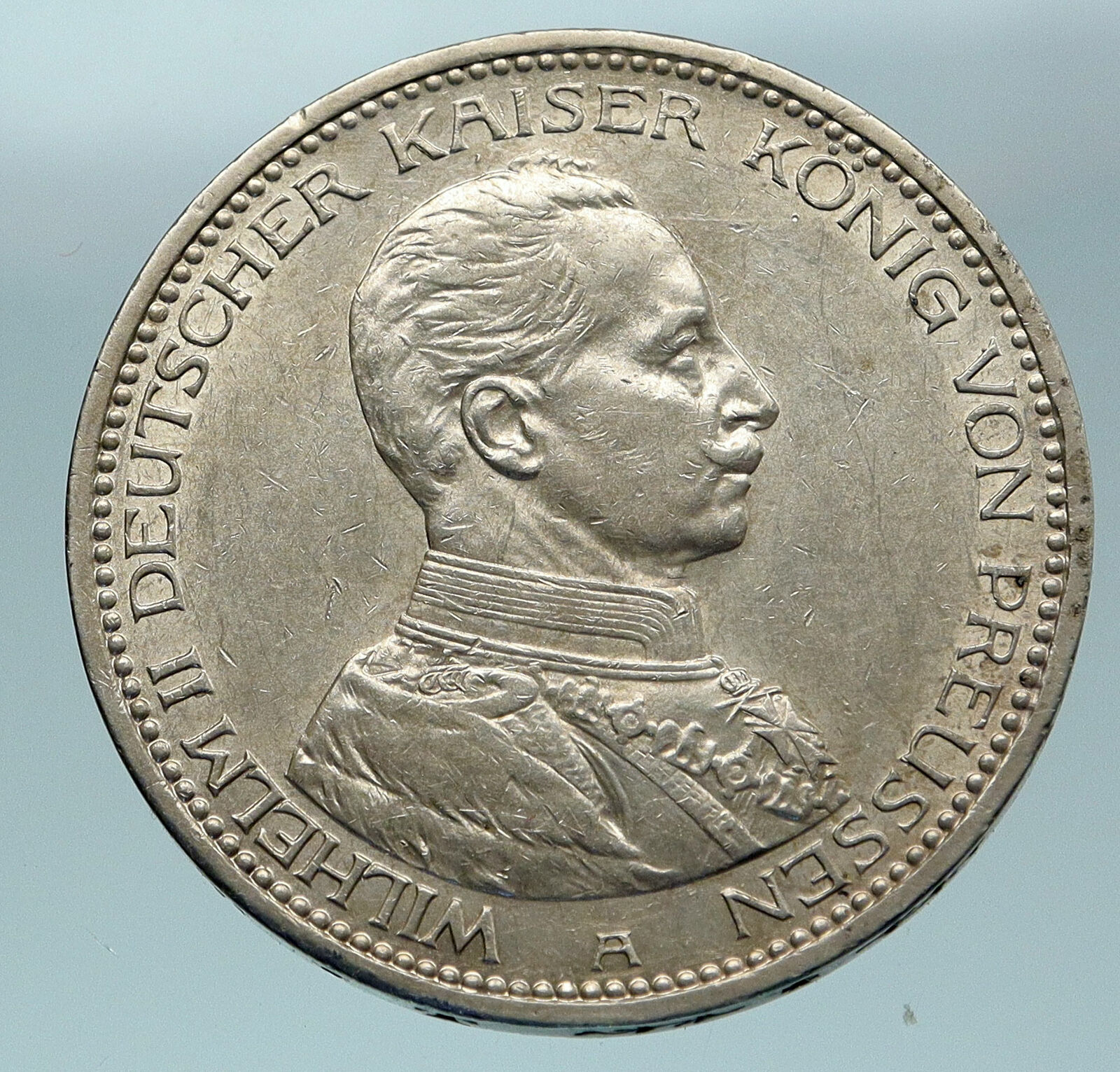 1914 GERMANY GERMAN STATES PRUSSIA WILHELM II Genuine Silver 5 Mark Coin i84630