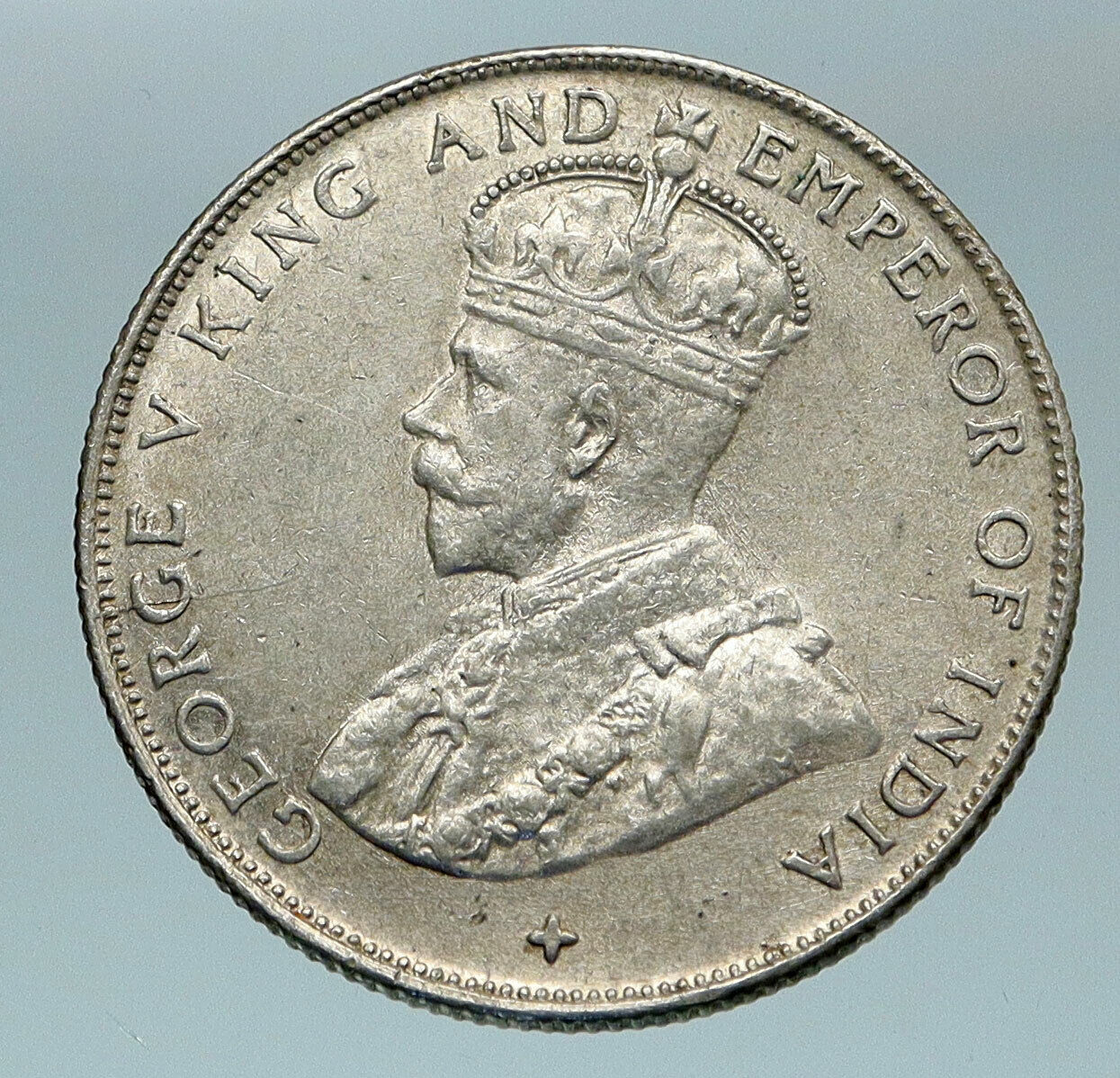 1920 STRAITS SETTLEMENTS UK King George V Genuine SILVER 50 CENTS Coin i84637