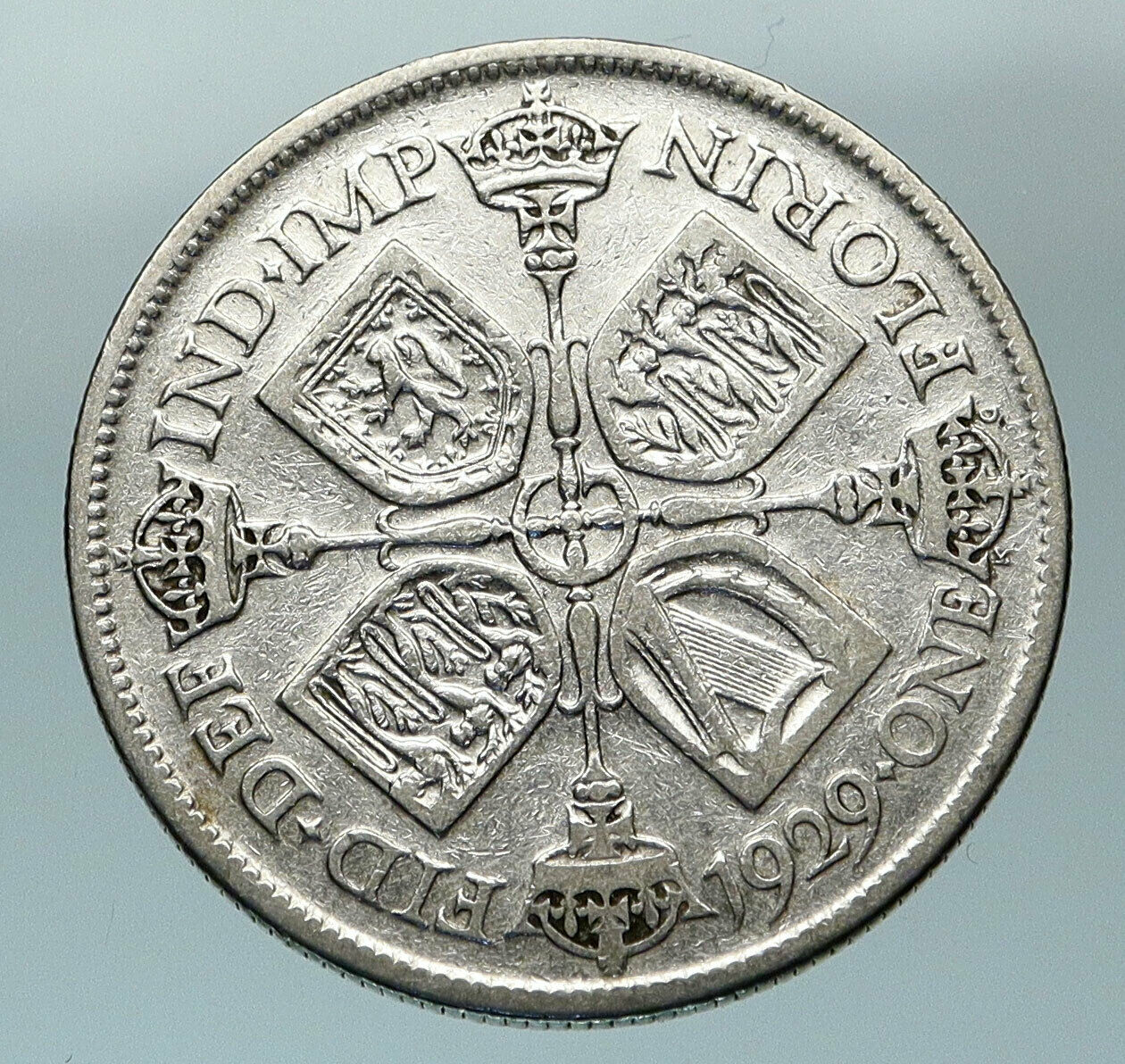 1929 United Kingdom Great Britain GEORGE V Silver Florin 2 Shillings Coin i84558