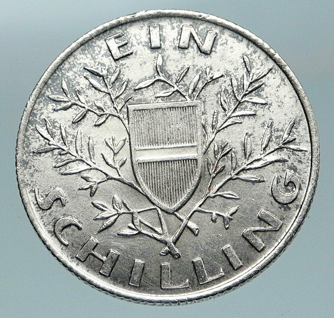 1924 AUSTRIA Parliament in Vienna Edelweiss Antique Silver Shilling Coin i84631