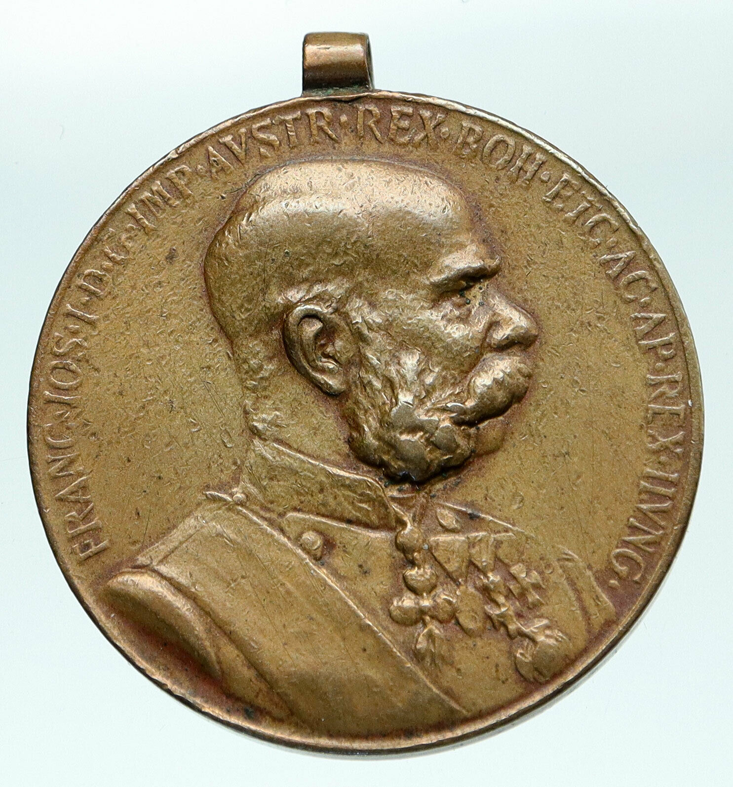 1898 AUSTRIA King FRANZ JOSEPH I w Awards Memorial Genuine Antique Medal i84641