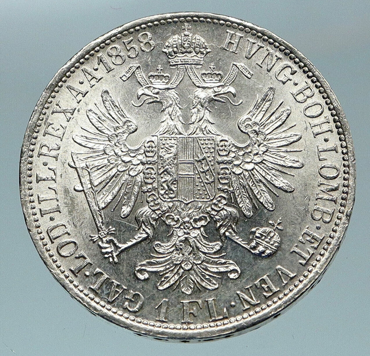 1858 AUSTRIA w KING FRANZ JOSEPH I Vintage Eagle Old Silver Florin Coin i84633