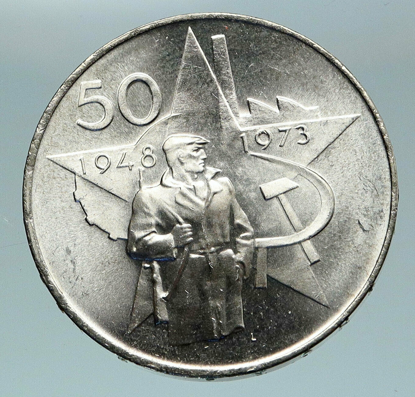 1973 CZECH REPUBLIC Czechoslovakia COMMUNIST PARTY VICTORY 50 Korun Coin i84679