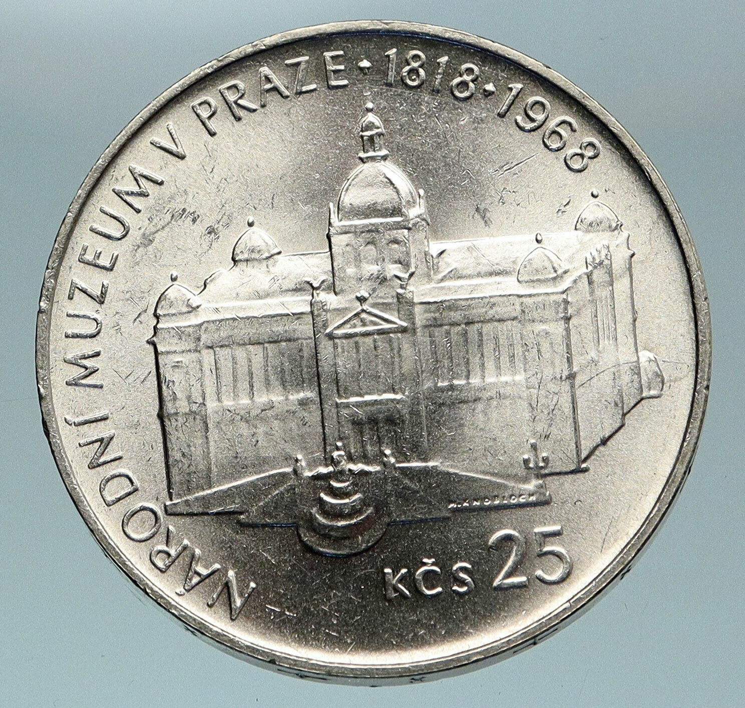 1968 CZECH REPUBLIC Czechoslovakia PRAGUE National Museum 25 Korun Coin i84676