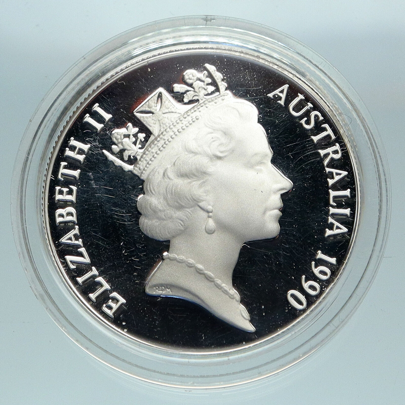 1990 AUSTRALIA UK Queen Elizabeth II COCKATOO BIRD Proof Silver $10 Coin i84706