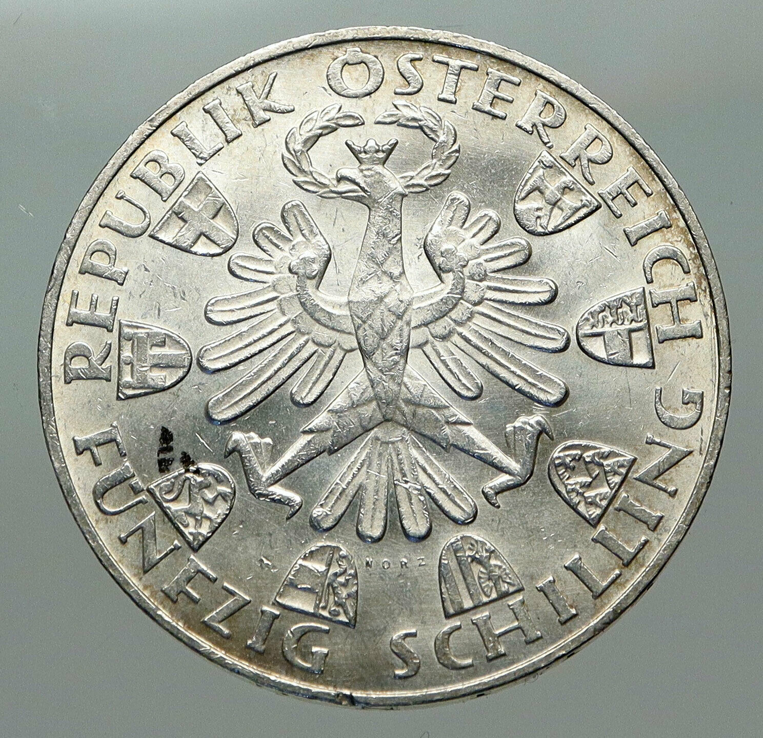 1959 AUSTRIA Tiroler Freiheit Liberation Genuine Silver 50 Shilling Coin i85091