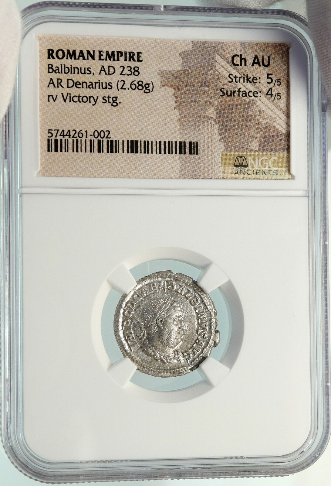 BALBINUS Authentic Ancient 238AD Rome Original Roman Coin VICTORY NGC i85146