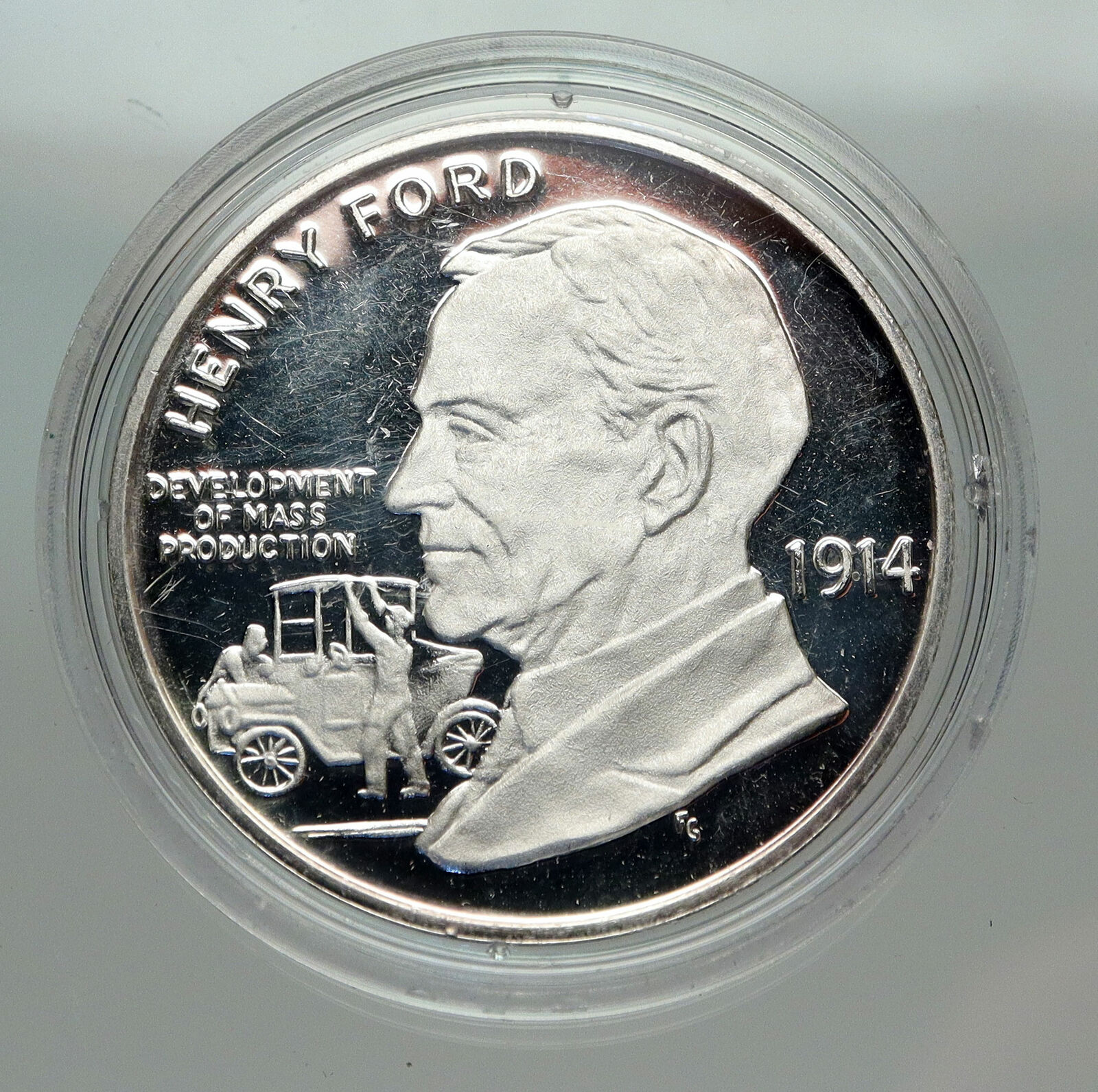 1986 UNITED STATES Henry Ford Motor Co VINTAGE PROOF SILVER Medal Coin i85106