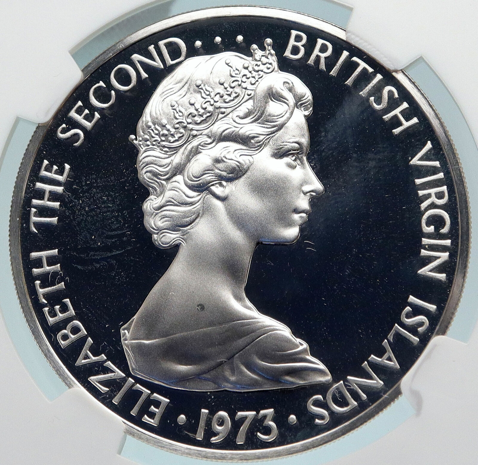 1973 British Virgin Islands Queen Elizabeth II BIRD Proof Silver Coin NGC i85064