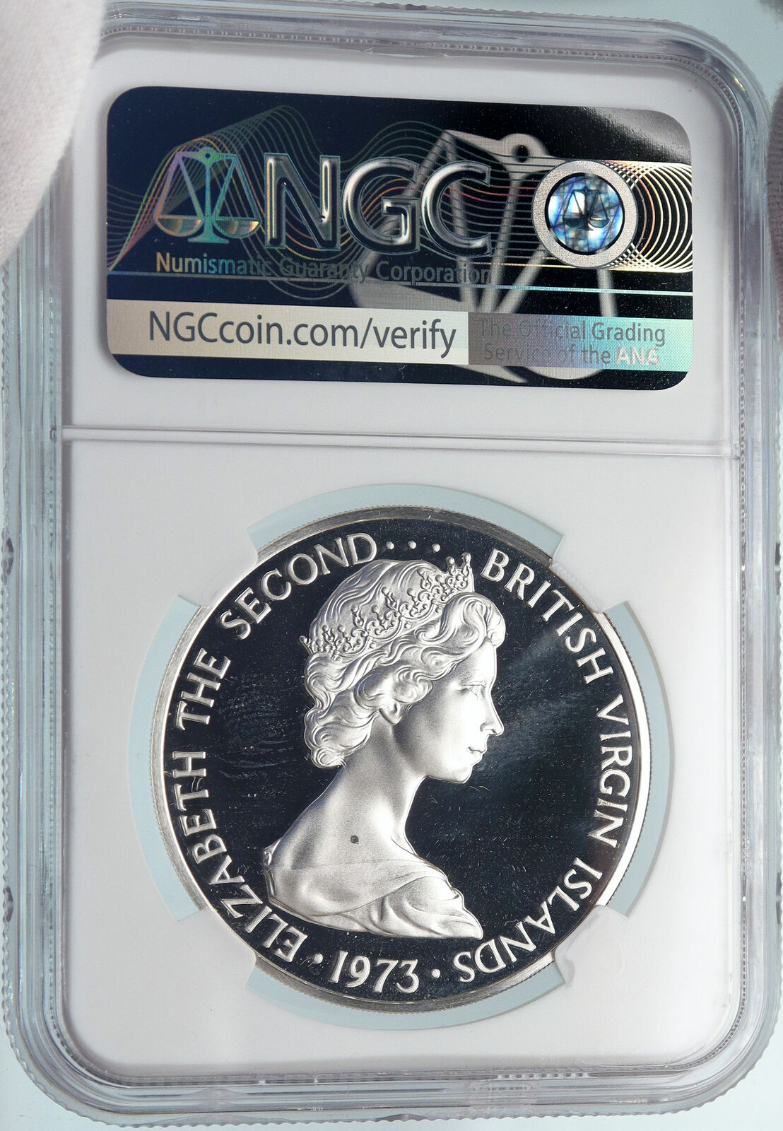 1973 British Virgin Islands Queen Elizabeth II BIRD Proof Silver Coin NGC i85064