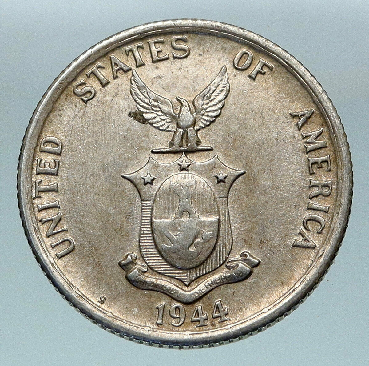 1944 S PHILIPPINES Under US Administration Eagle Silver 50 Centavos Coin i85168