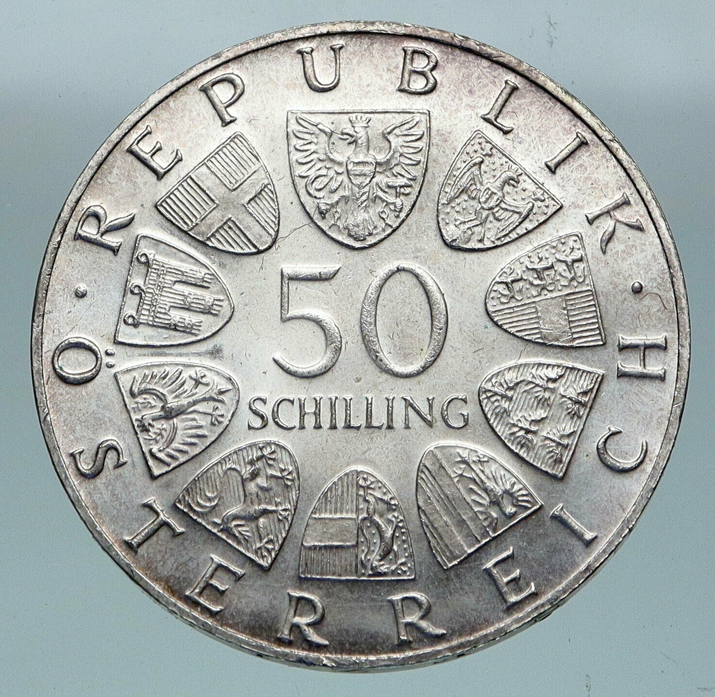 1965 AUSTRIA 600th of VIENNA UNIVERSITY Rudolf IV Der Stifter Silver Coin i85160