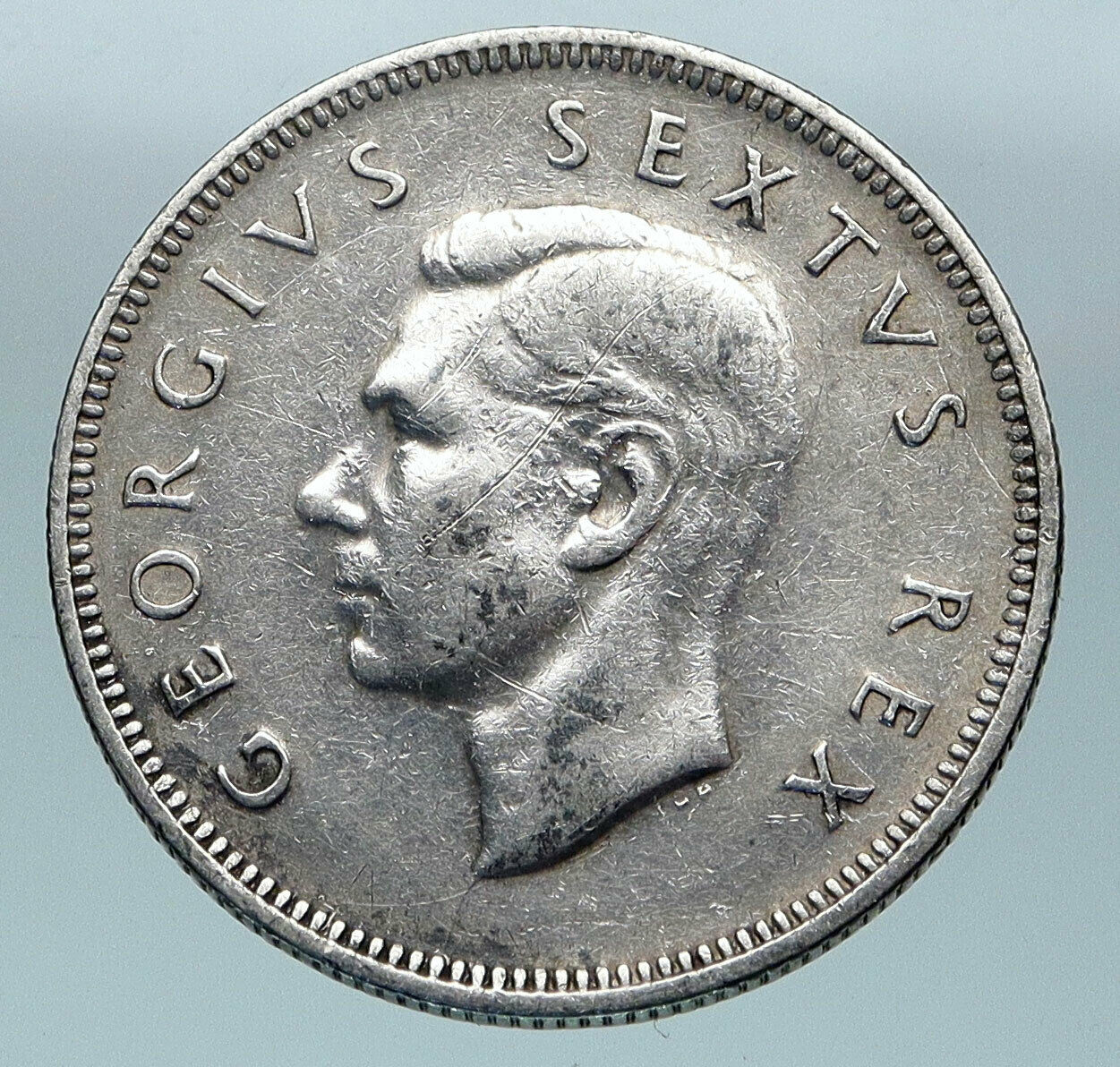 1952 SOUTH AFRICA Large GEORGE VI Shields VINTAGE Silver 2 Shillings Coin i85190