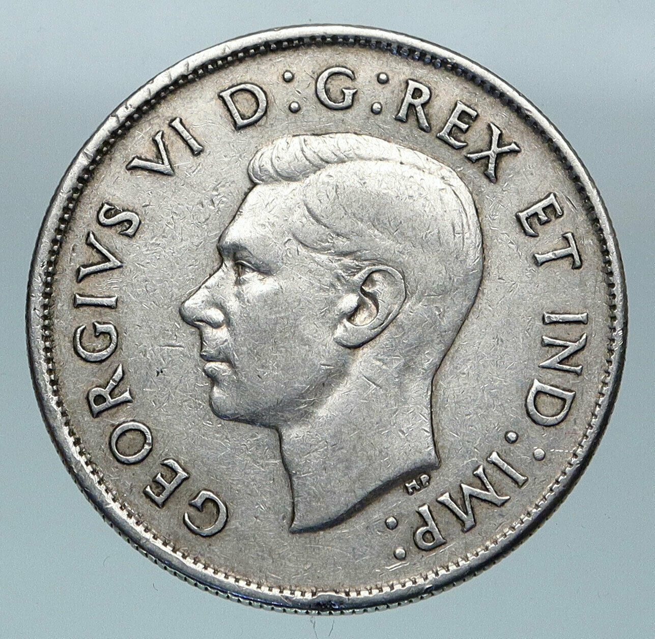 1943 CANADA UK King GEORGE VI Lions Crown Large Old SILVER 50 Cents Coin i85193