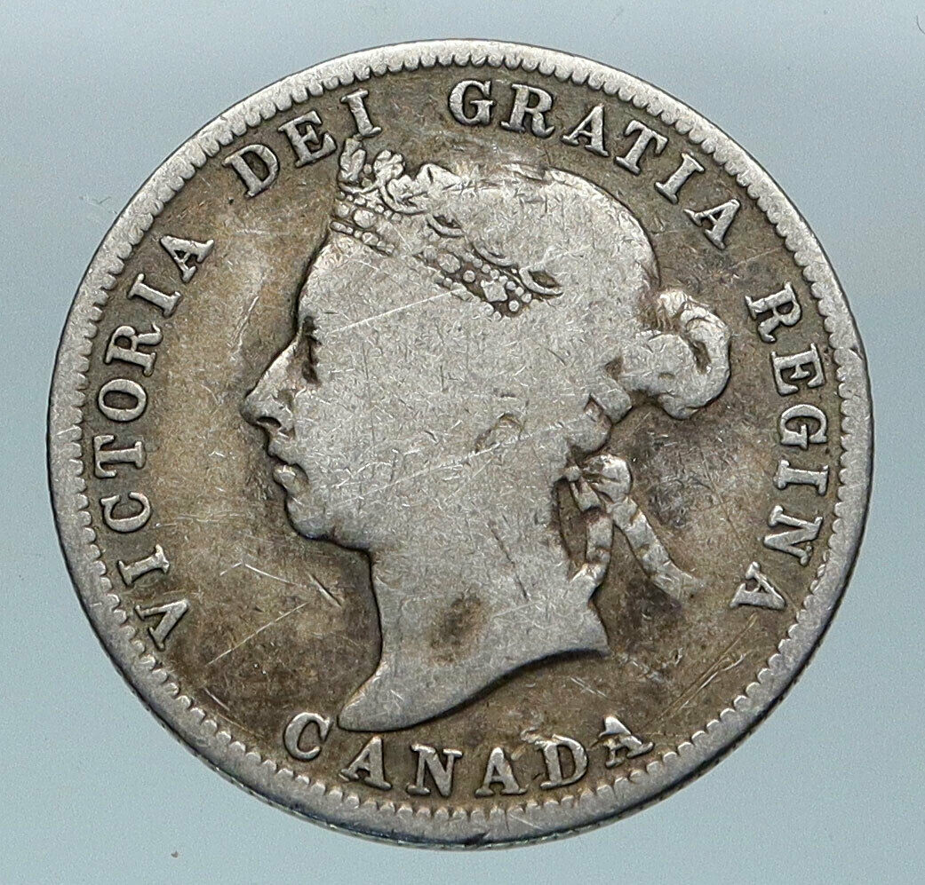 1900 CANADA UK Queen VICTORIA Antique VINTAGE Silver 25 Cents RARE Coin i85198