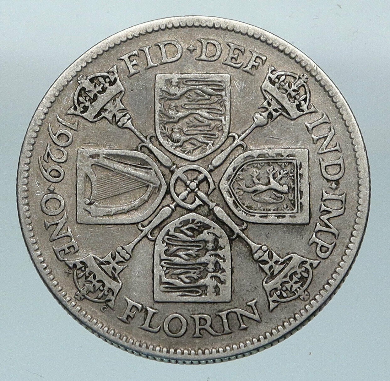 1929 United Kingdom Great Britain GEORGE V Silver Florin 2 Shillings Coin i85199