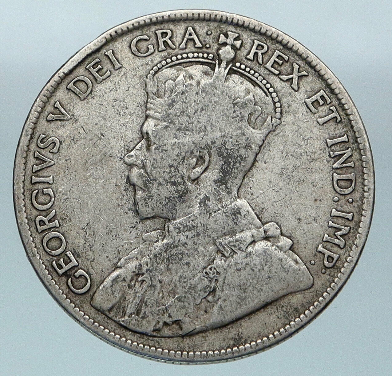 1916 CANADA UK King George V Vintage RARE Antique SILVER 50 CENTS Coin i85194