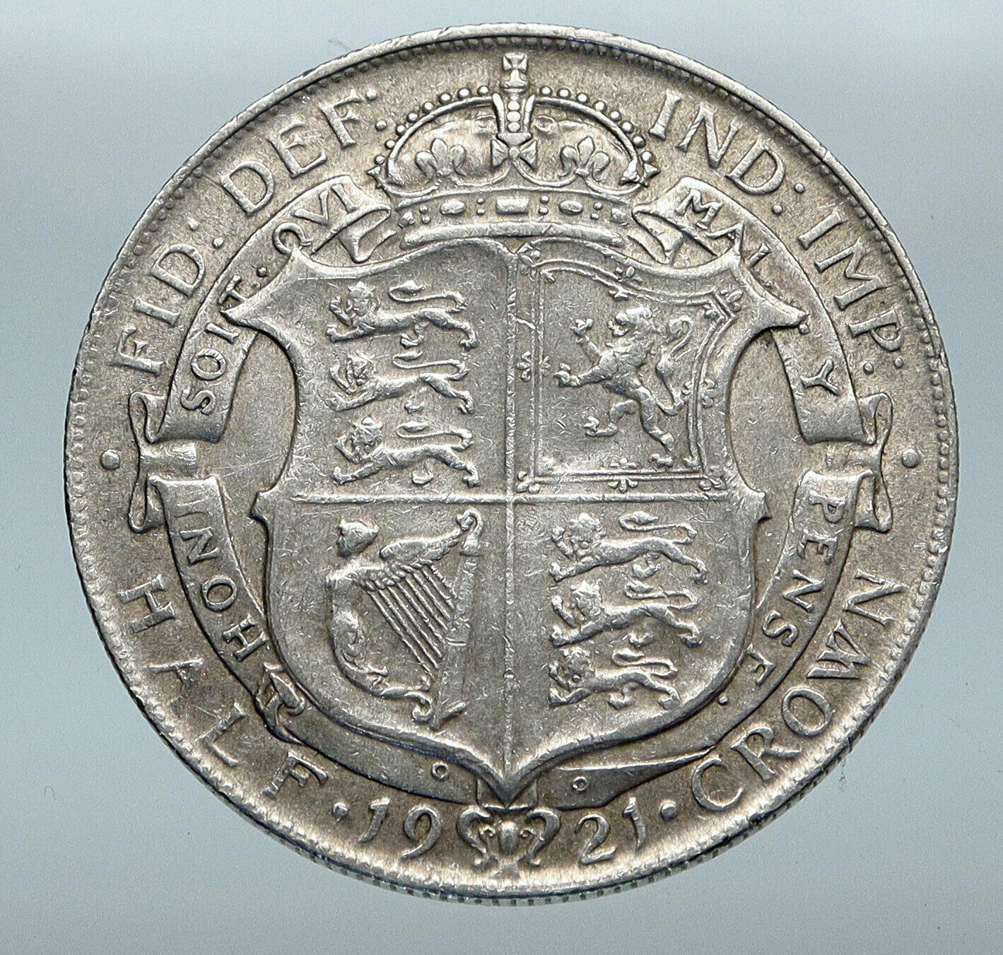 1921 Great Britain United Kingdom UK King GEORGE V Silver Half Crown Coin i85262