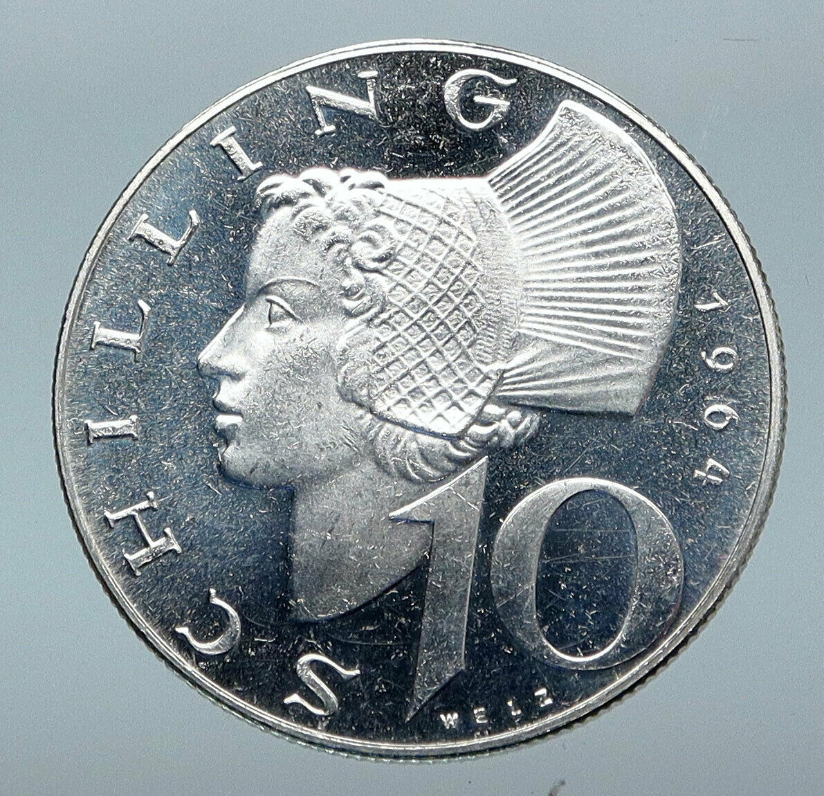 1964 Austria Wachau Woman Shield Proof Silver Austrian 10 Schilling Coin i85211