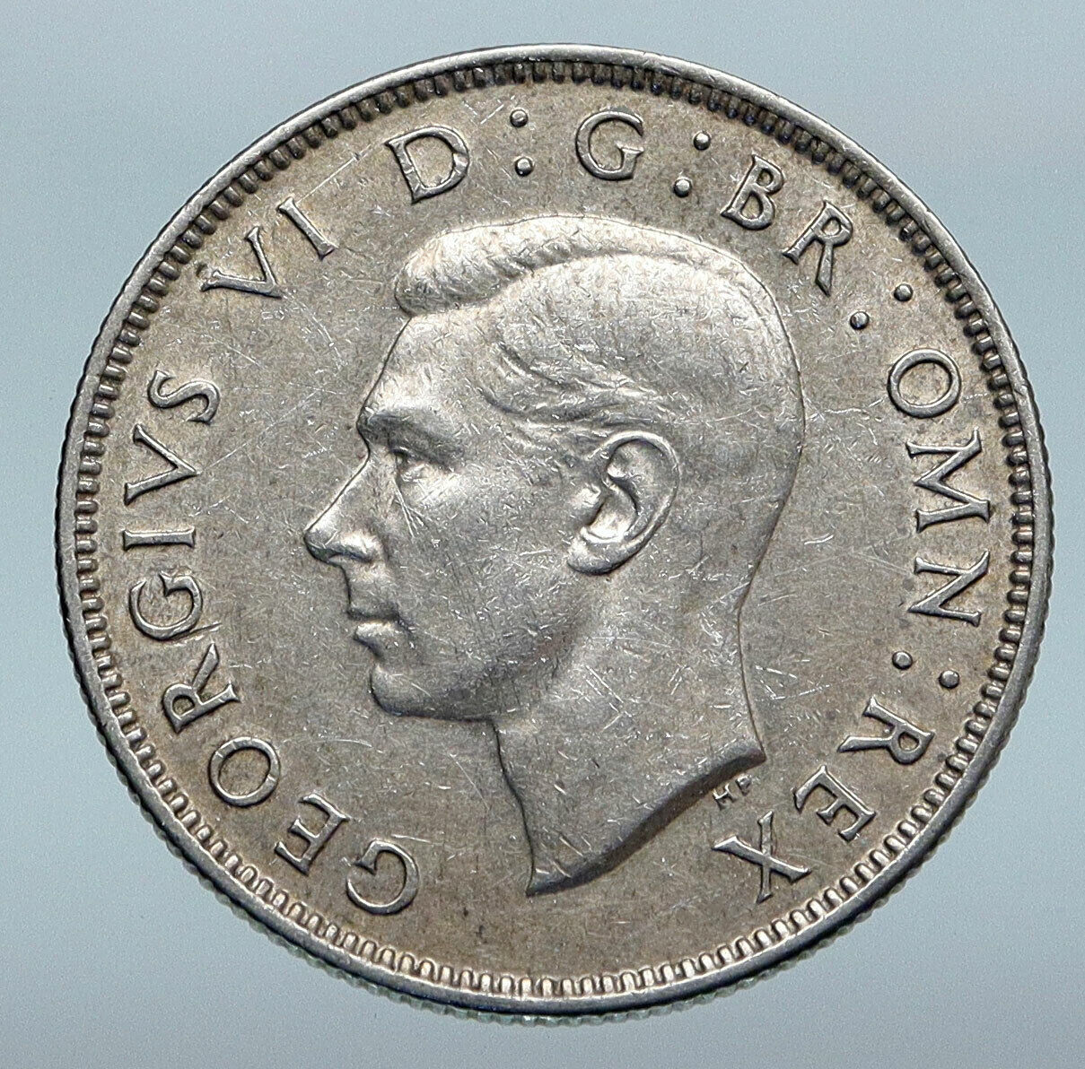 1943 Great Britain United Kingdom King George VI SILVER 2 SHILLING Coin i85204