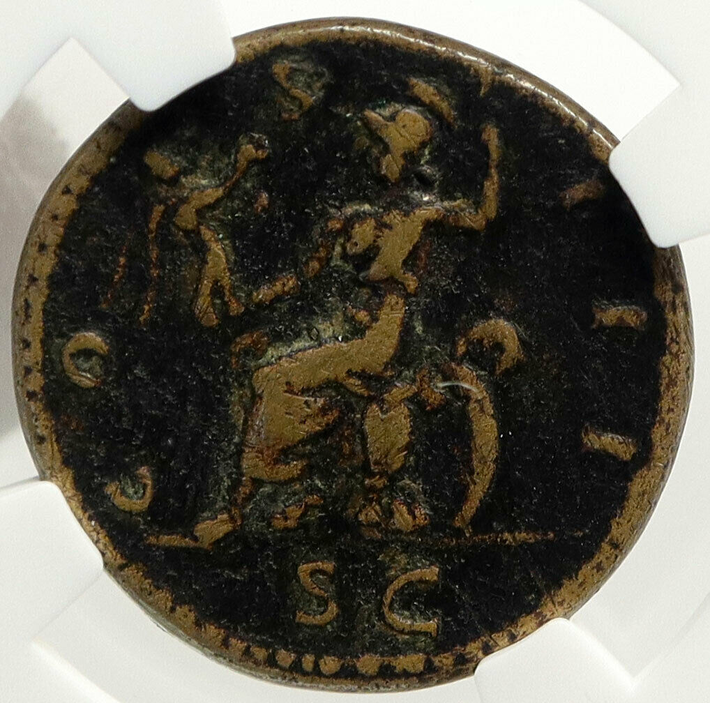 HADRIAN Authentic Ancient Semis / Quadrans 124AD Rome Roman Coin ROMA NGC i84976