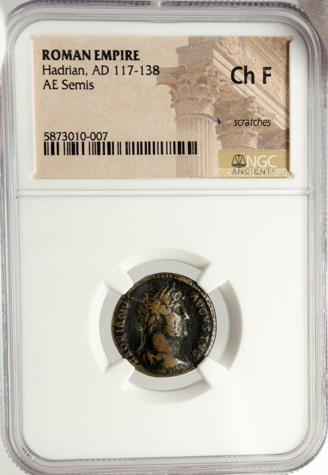 HADRIAN Authentic Ancient Semis / Quadrans 124AD Rome Roman Coin ROMA NGC i84976