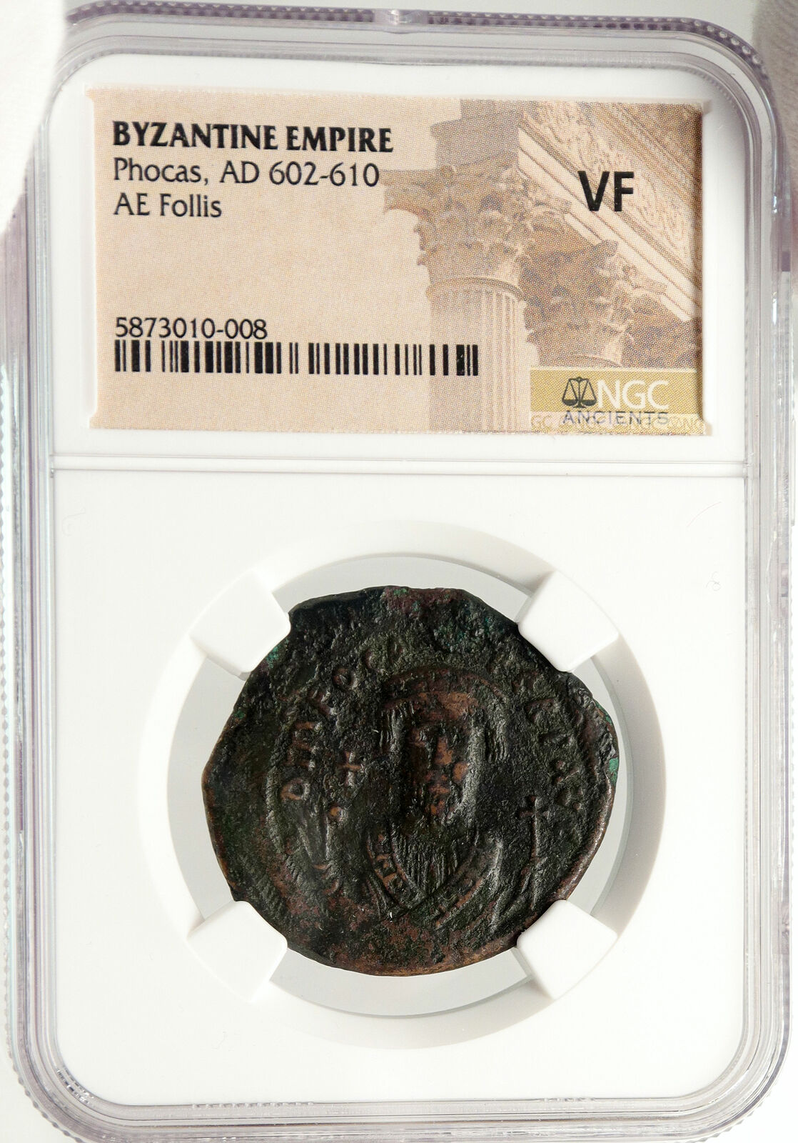 PHOCAS Original Authentic Ancient 603AD Byzantine Follis Coin XXXX NGC i84977