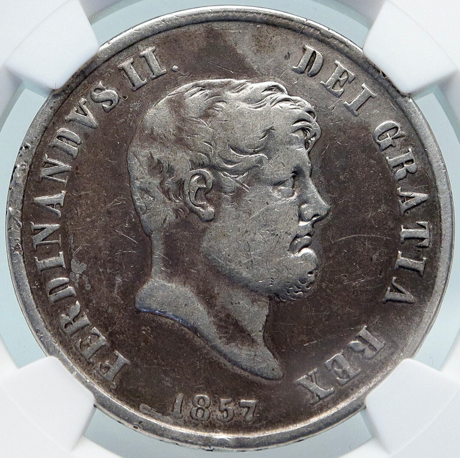 1857 ITALY Italian States NAPLES SIC Ferdinand II Kingdom Silver Coin NGC i85311