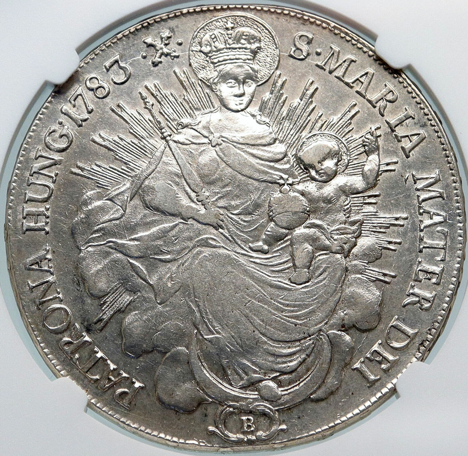 1783 HUNGARY King Joseph II MADONNA & JESUS Antique Silver Taler Coin NGC i85325